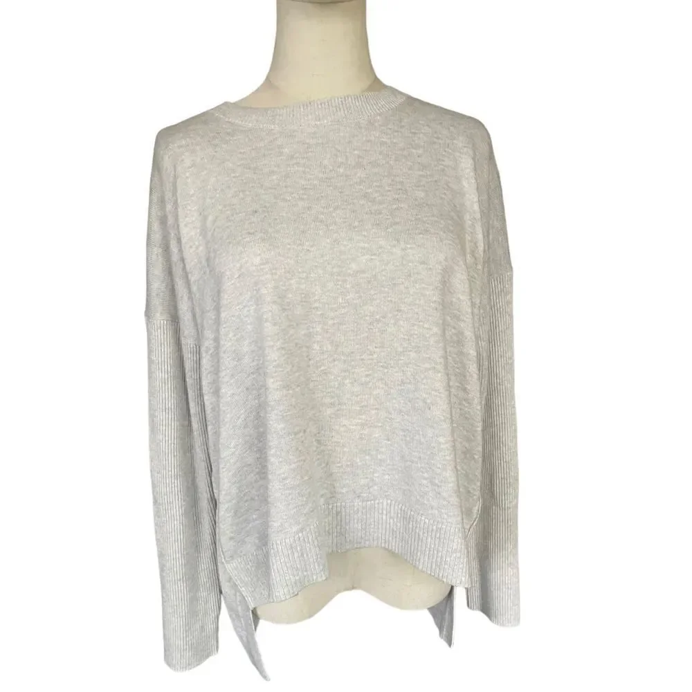 Athleta Highland Crossback Sweater Heather Grey Silk Blend Sz Medium     - Picture 5 of 12